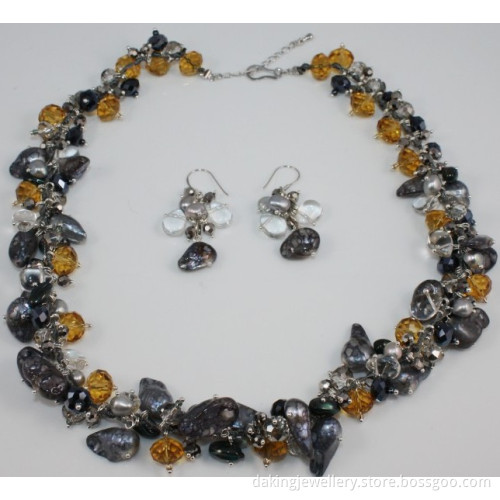 Freshwater Pearl Necklace Earring Set (DKN1021)